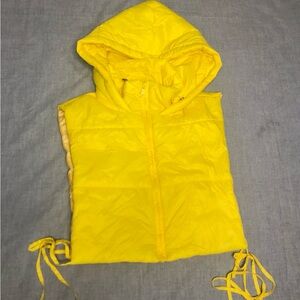 Daisy Sunny Yellow Zip Puffer Vest with Hood